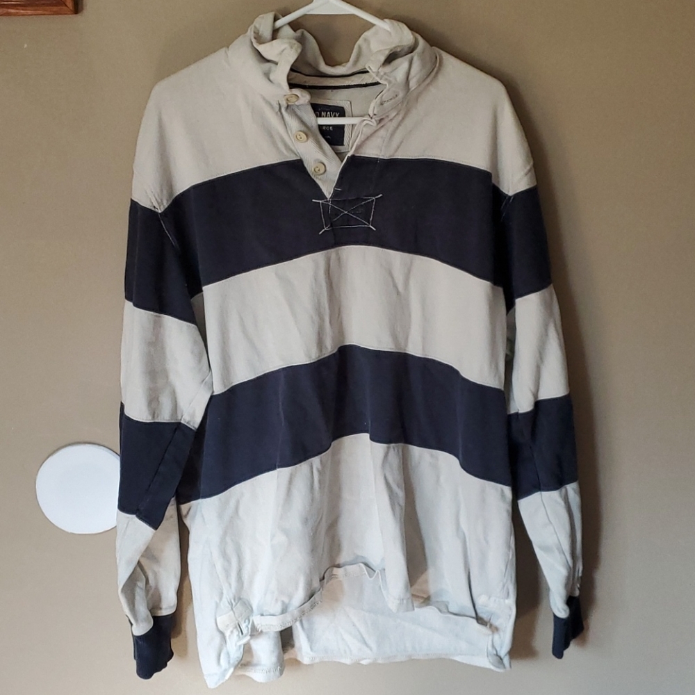XL Men's Old Navy Pullover Sweatshirt Blue &White